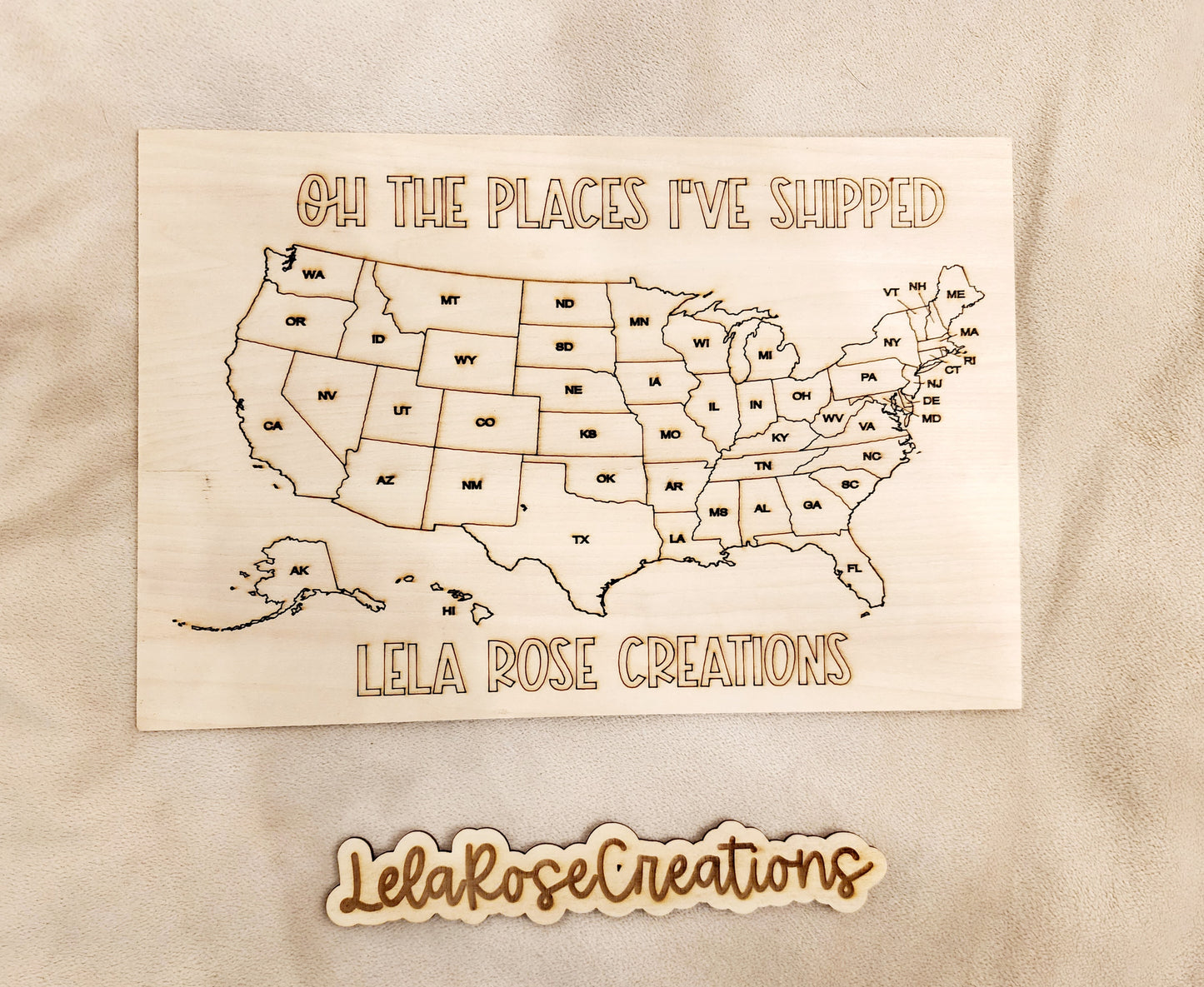 Small Business State Map and wooden watermark