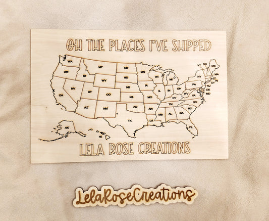 Small Business State Map and wooden watermark