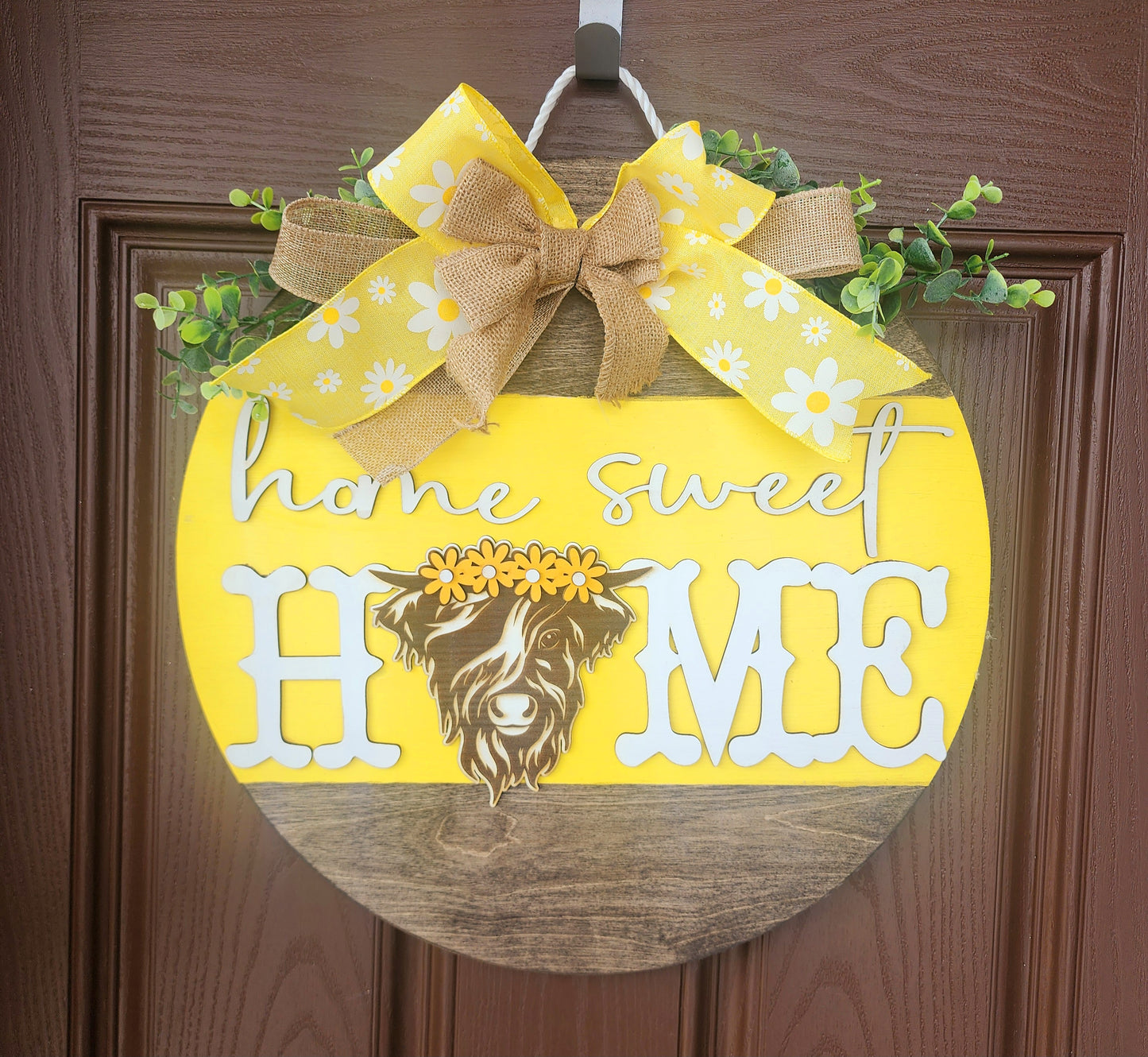 Home Sweet Home Highland cow Door Hanger