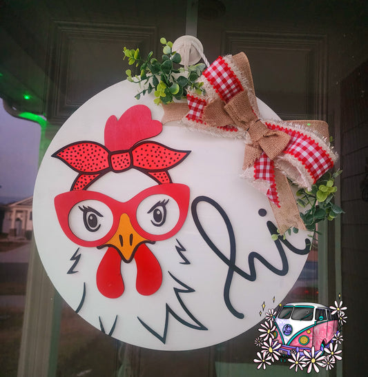 Chicken with sunglasses Door Hanger