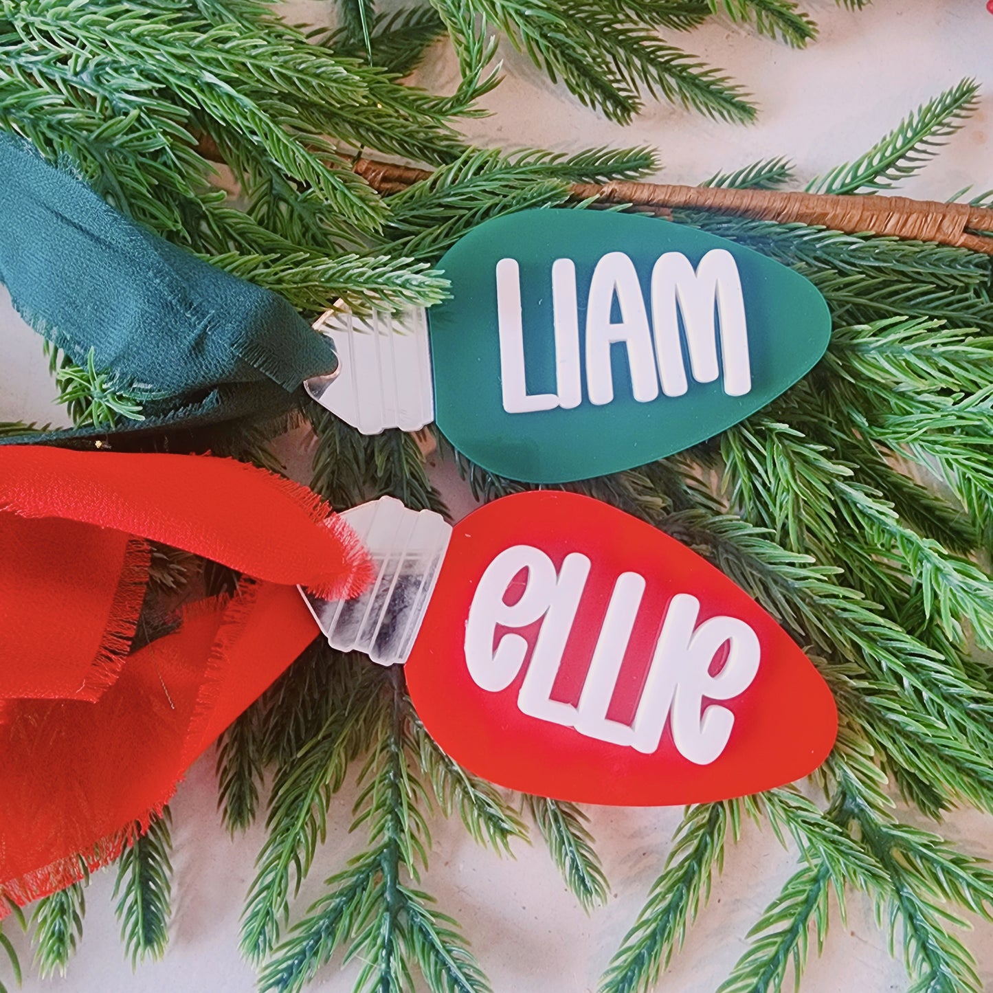 Light bulb Ornaments/ Stocking tag