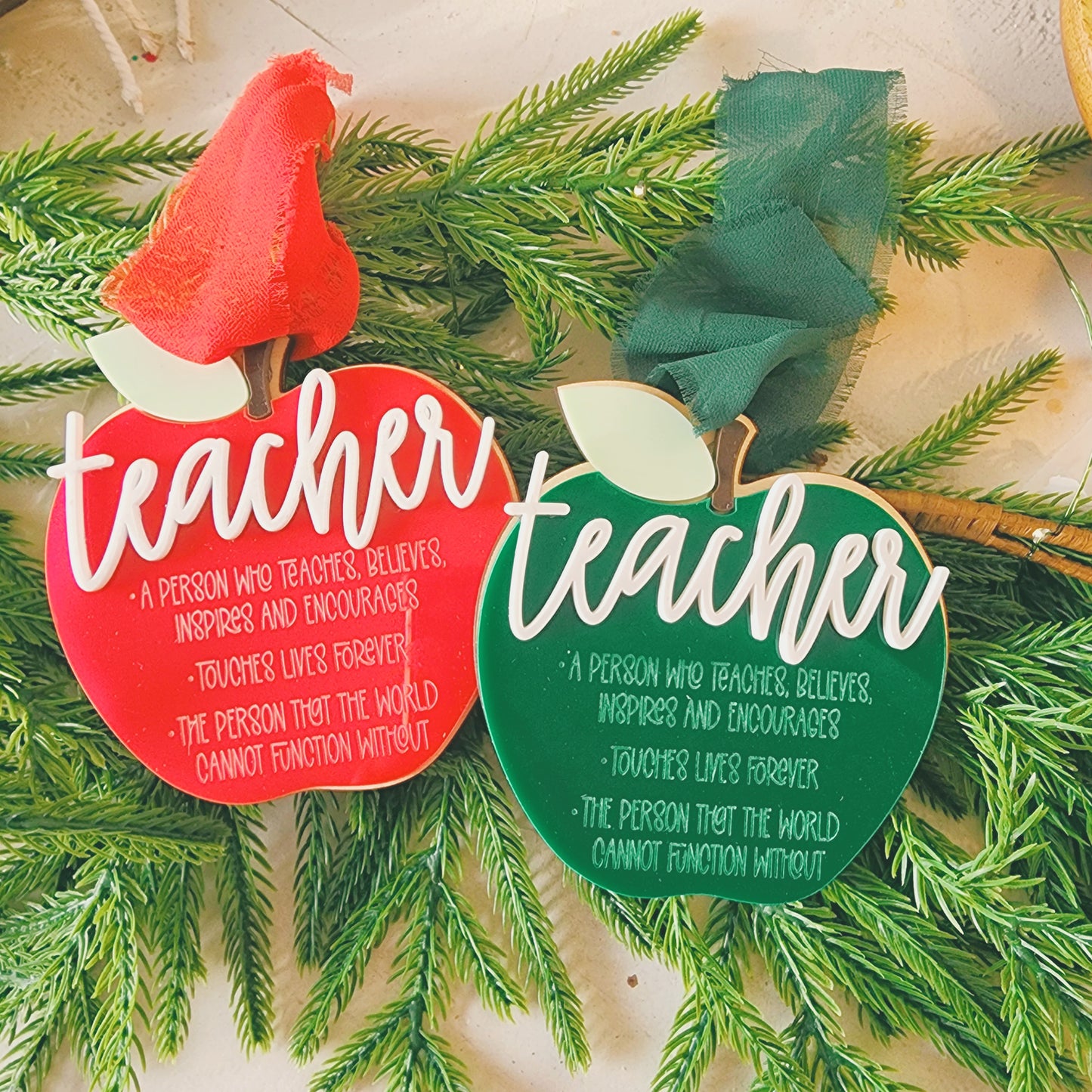 Teacher Apple Ornaments