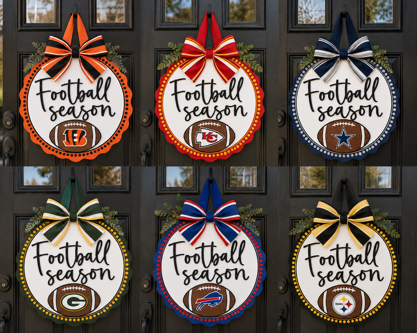 Football scalloped Edge 18in door Hanger