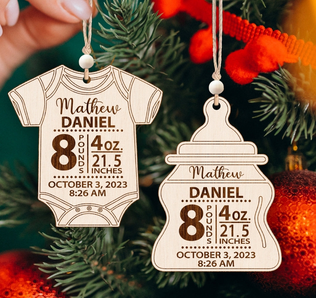 Baby Stats Christmas ornaments