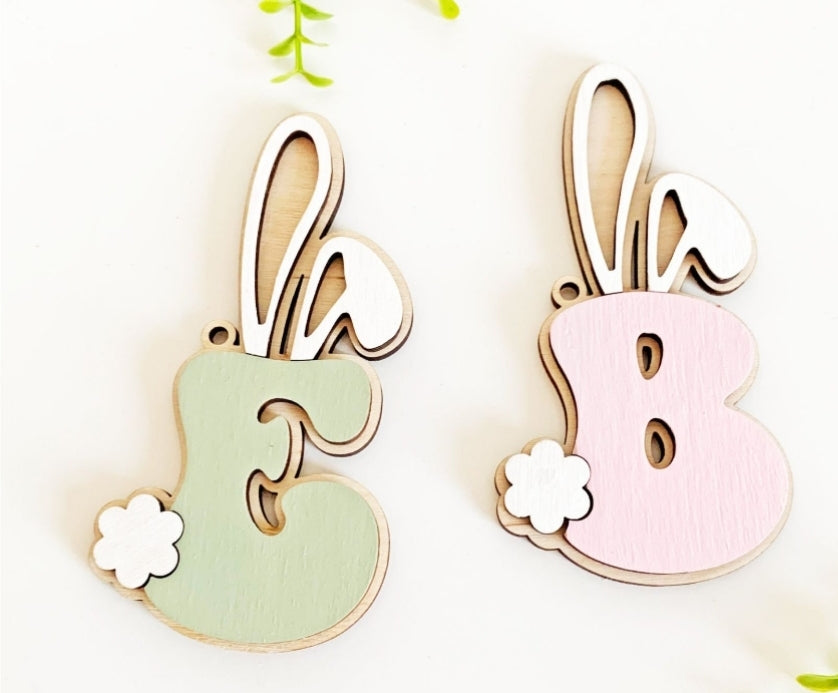 Inital Bunny Ear Basket Tags