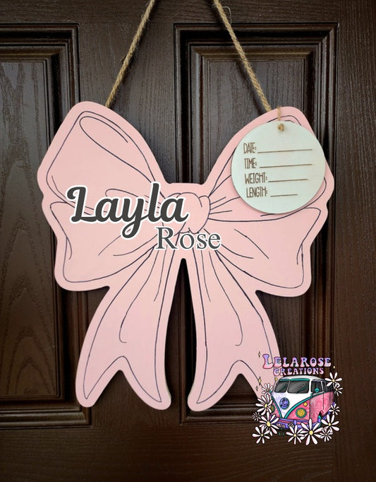 Bow Birth Announcement/Door Hanger