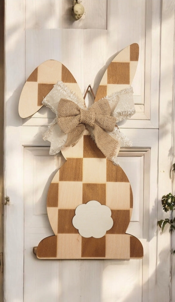 Checkered Bunny Door Hanger
