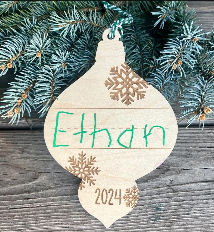 Kids Handwritten Name Ornaments