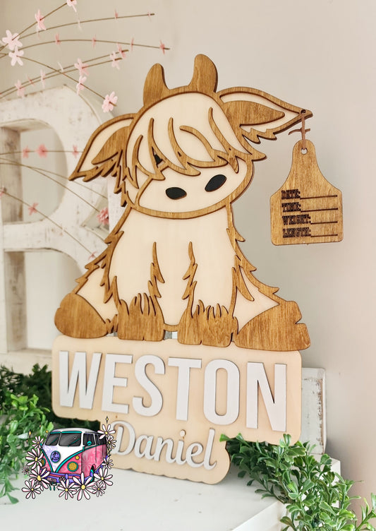 Highland Cow Birth Sign
