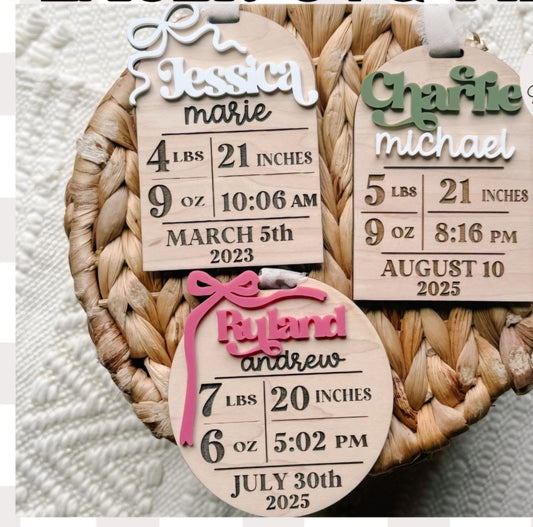 Birth Stat Ornaments