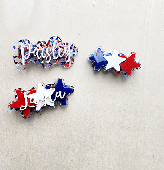 4th of July Arcylic Hair clips