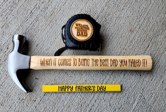 Engraved Tool Bundle Hammer/ Tape Measure / pencil