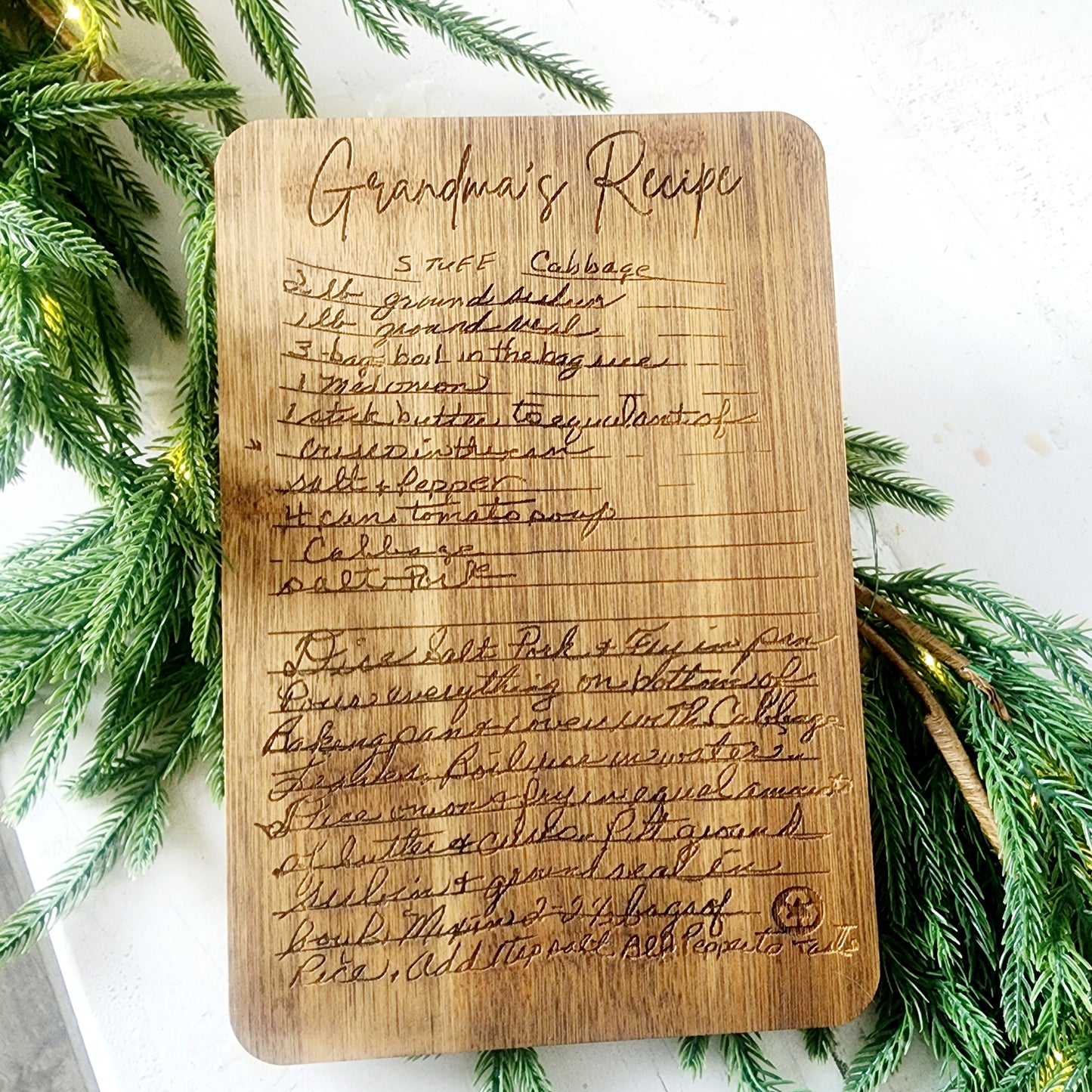 Handwritten Recipe Cutting Board