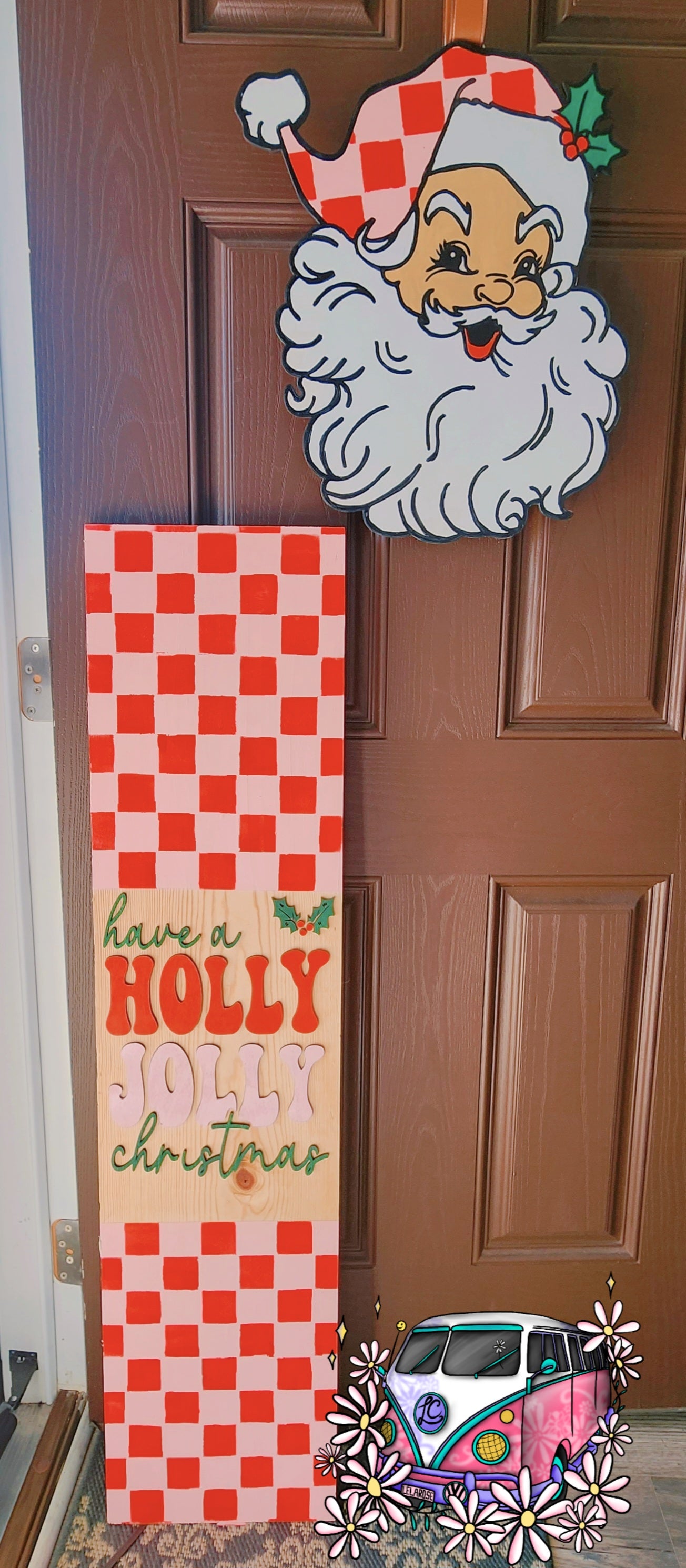 Checkered Santa Porch Set