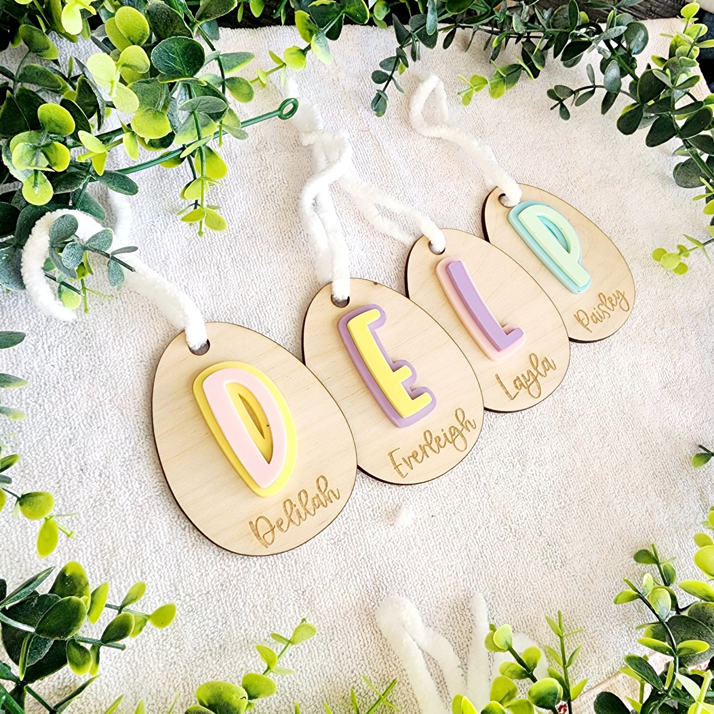 Inital Egg Basket Tag