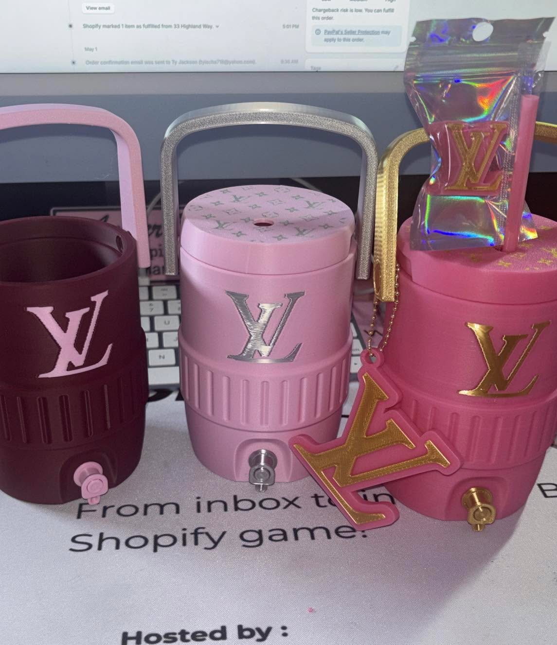 LV Luxe Vanity Cooler Can Holder 12 oz, 3D Printed Can Holder with Handle, Soda Can Holder