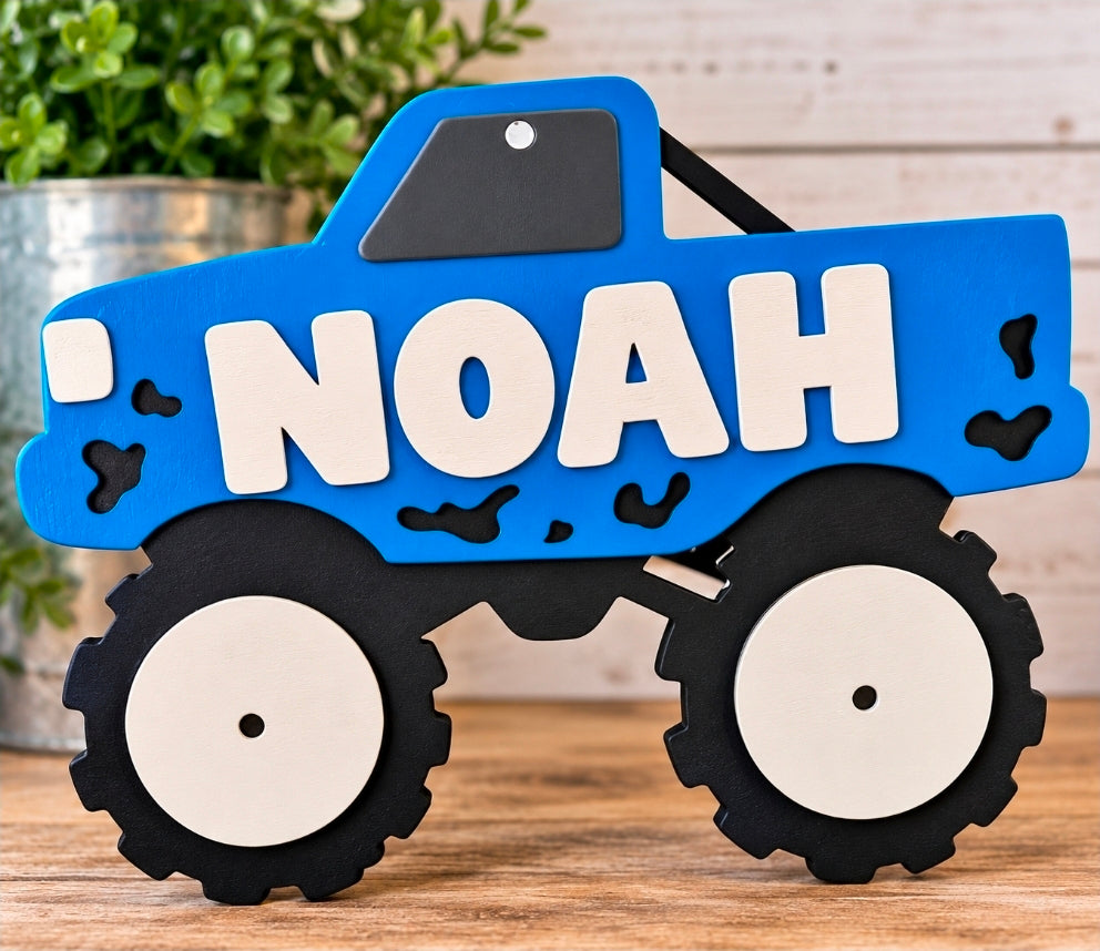 Monster Truck Name Sign