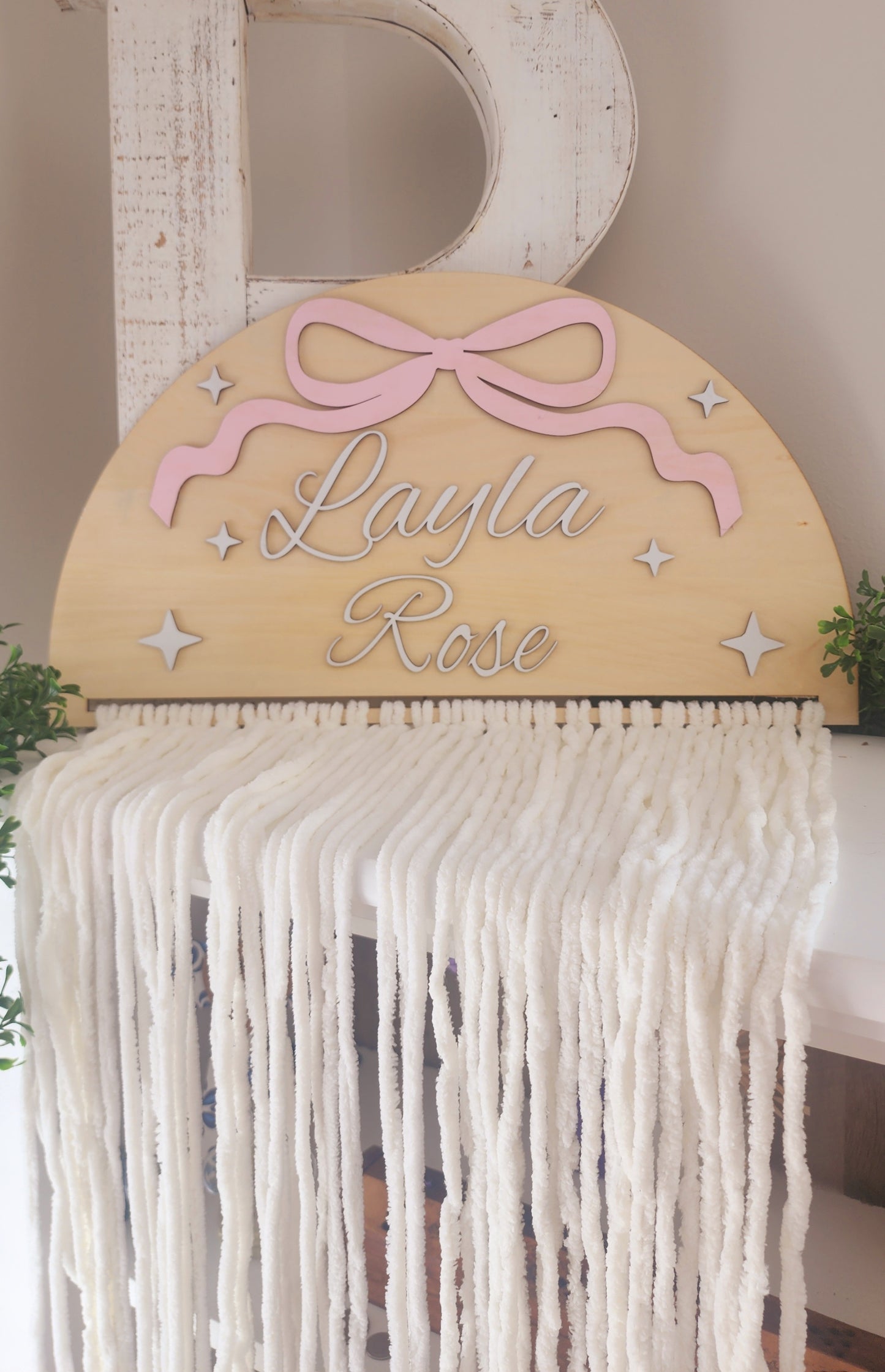 Bow Shaped with Name Bow Holder