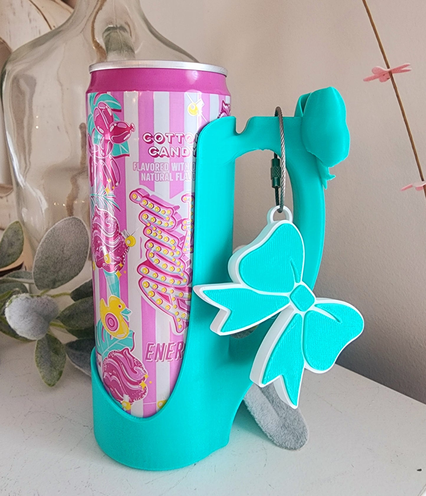 Bow Slim Drink Holder with can opener keychain